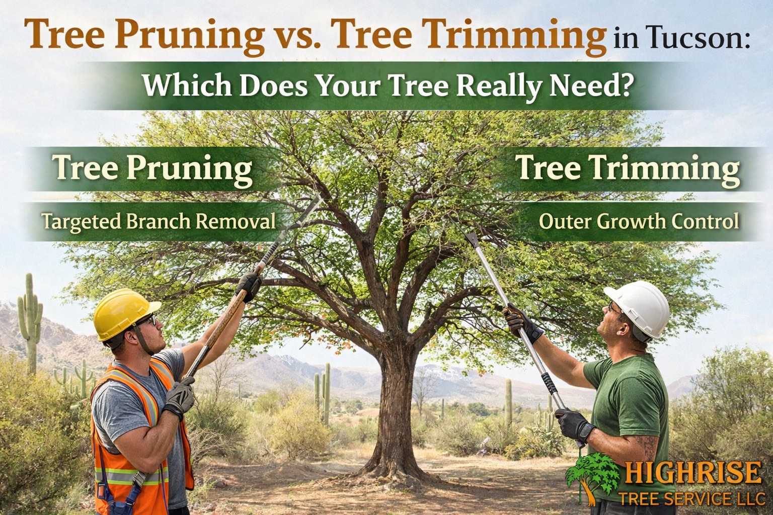 Tucson Tree pruning vs. tree trimming by Highrise Tree Service